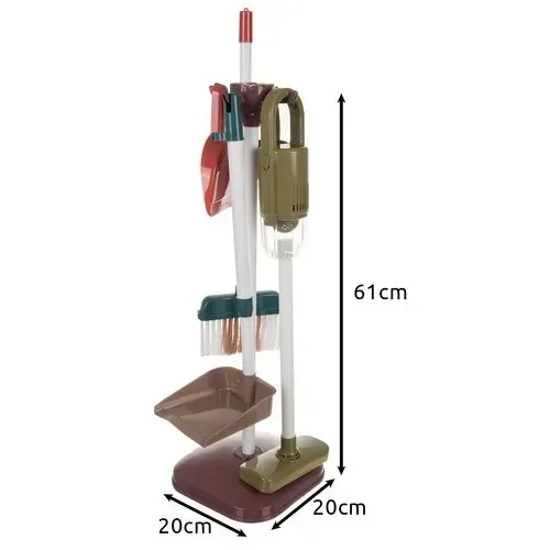 Set de curățenie pentru copii, 15 piese, cu aspirator funcțional, mătură, mop și suport