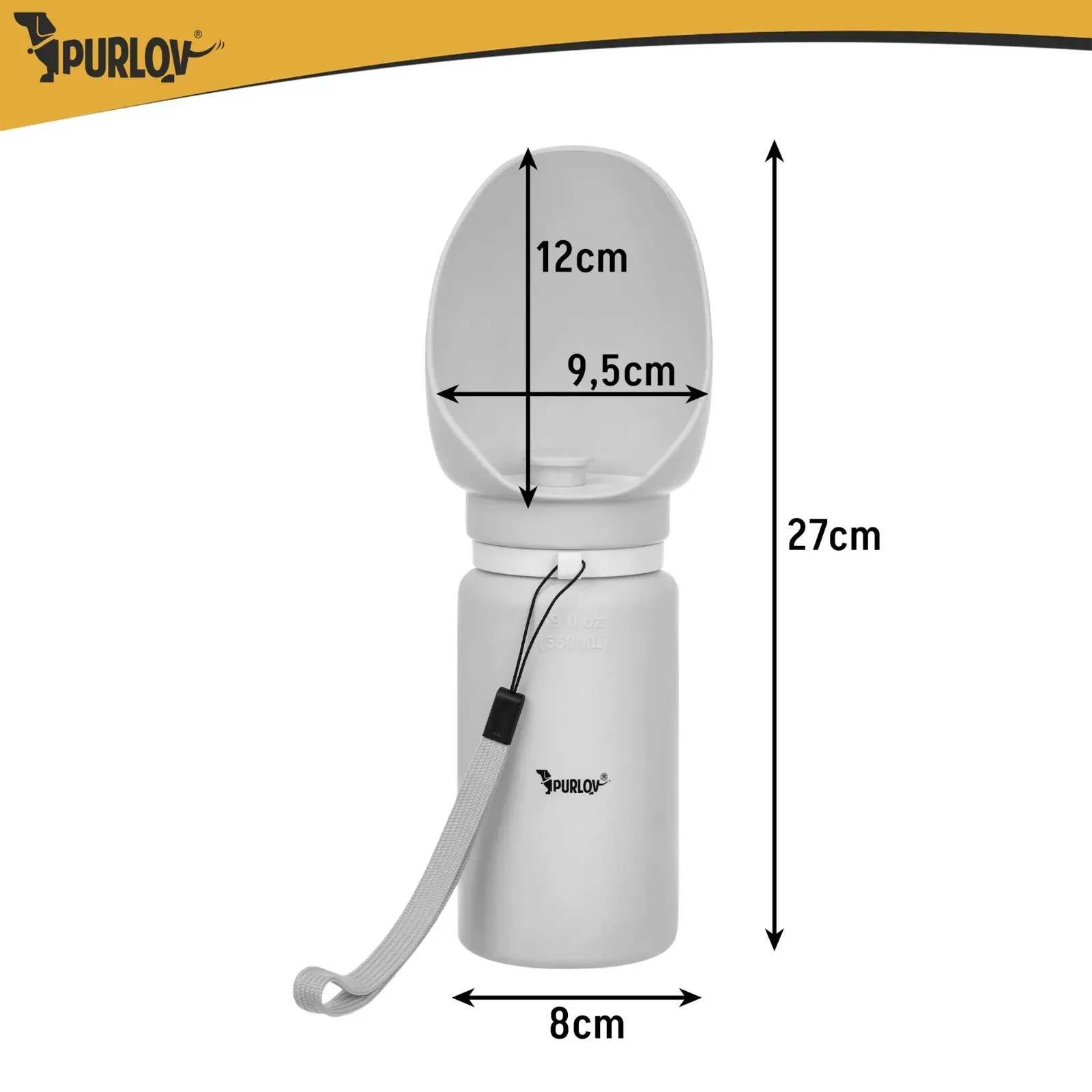 Cestovní láhev s miskou pro psy 2v1 550 ml, skládací, dávkovací tlačítko