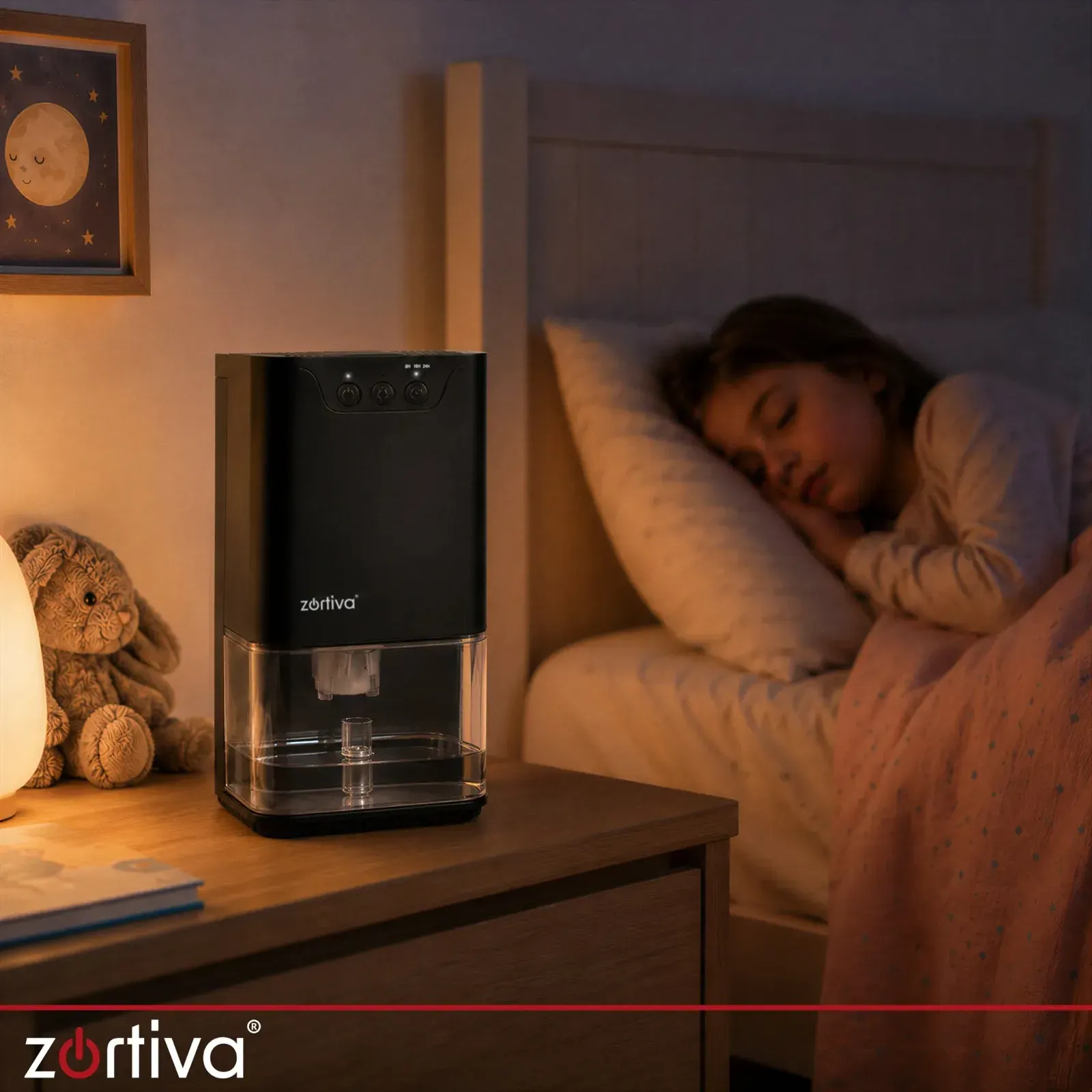 Černý odvlhčovač vzduchu 36W s nádržkou 1400 ml, výkon 380 ml/den, Peltier, časovač 8/16/24h, LED displej, auto vypnutí