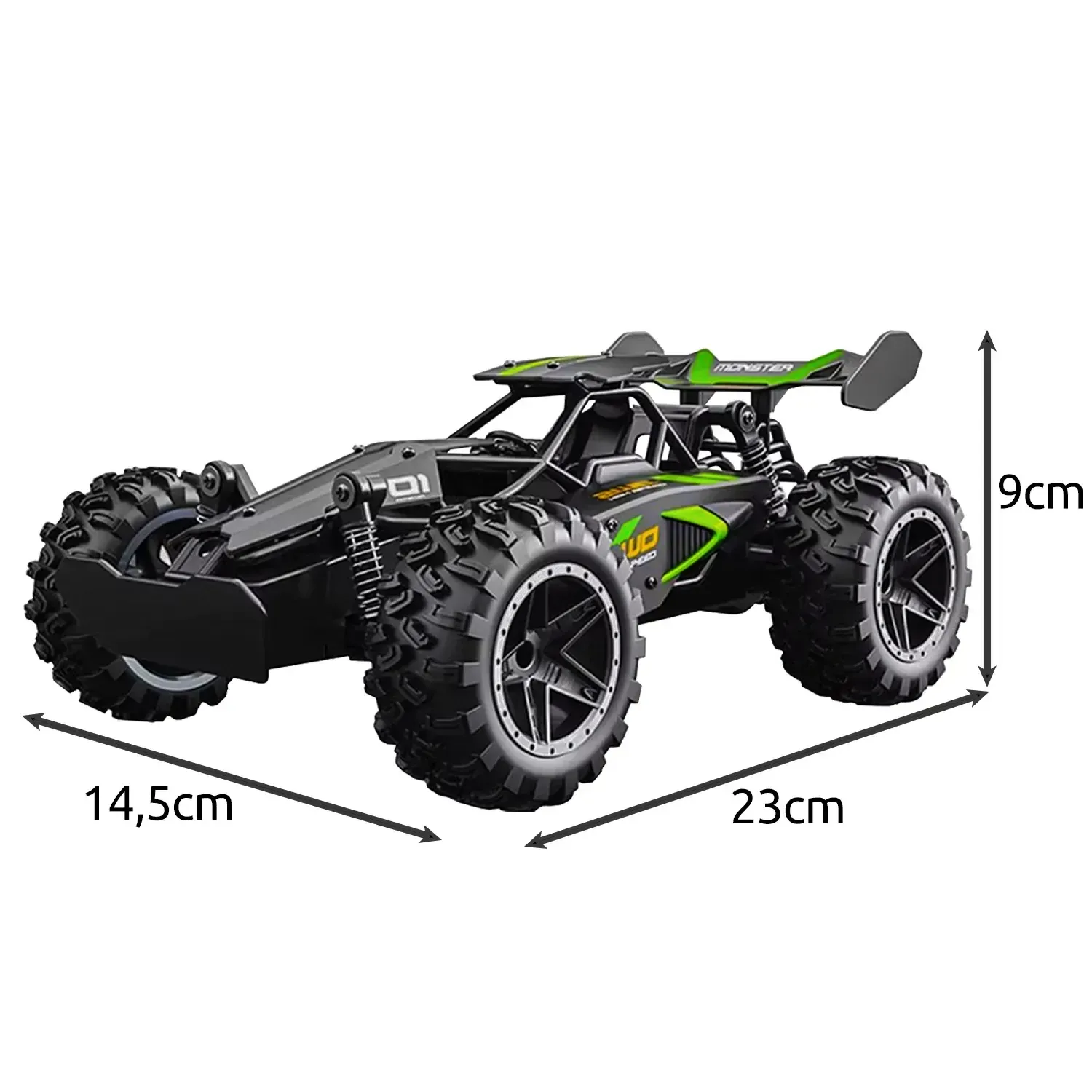 Samochód terenowy RC zdalnie sterowany 1:18, prędkość 15 km/h, 2,4 GHz, 4 amortyzatory, 2 akumulatory, zasięg 40 m