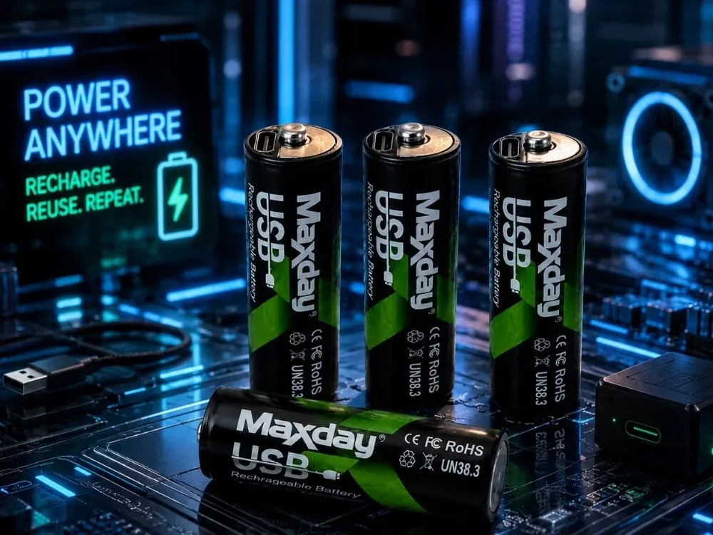 Acumulatori AA Li-ion 1,5 V 1466 mAh, set de 4 bucăți cu încărcare directă prin USB-C și cablu USB