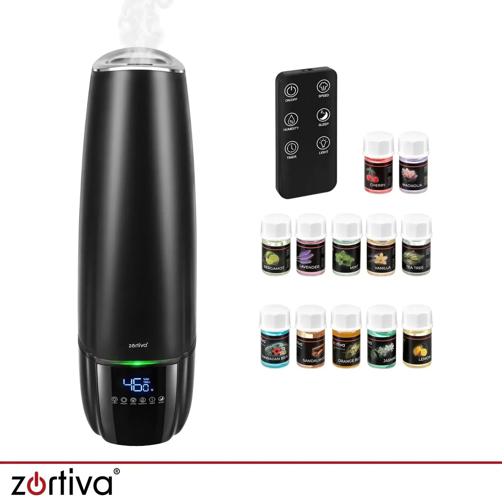 Zvlhčovač vzduchu s aroma difuzérem, časovačem a dálkovým ovládáním, 12 vonných olejů, objem 6,5 l
