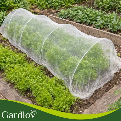 Bílá ochranná síť proti hmyzu na záhony 3×6m, 80 mesh 0,17mm, HDPE, propustná pro světlo a déšť