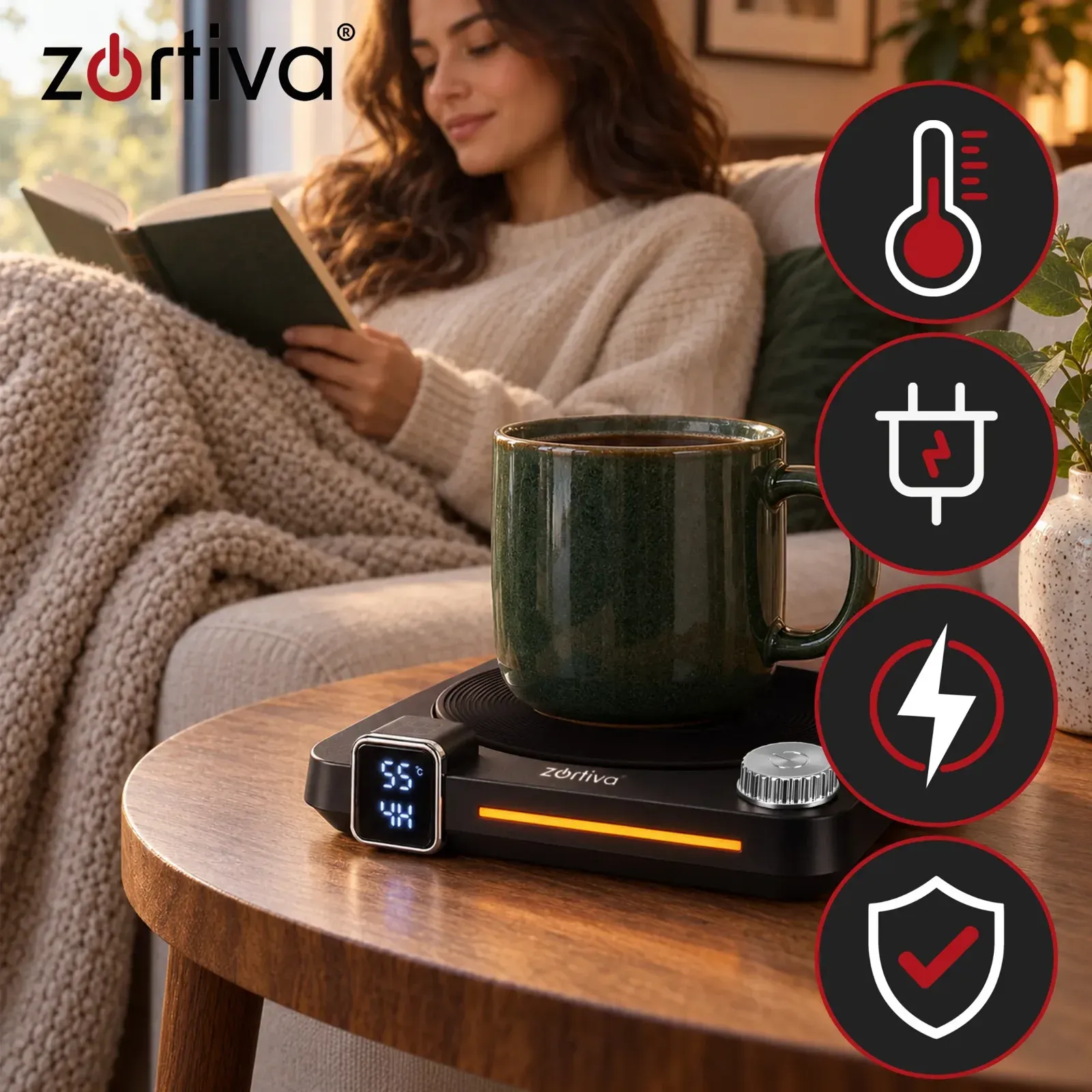 Elektrický ohřívač hrnků 40 W s 9 stupni teploty do 80 C a časovačem až na 12 hodin
