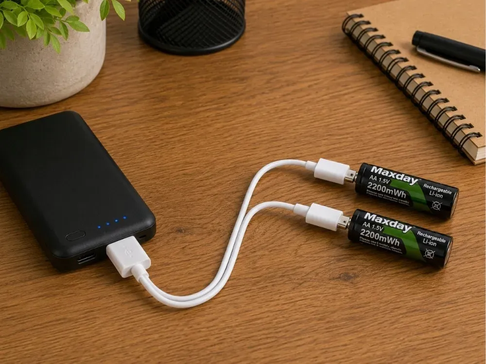 Acumulatori AA Li-ion 1,5 V 1466 mAh, set de 4 bucăți cu încărcare directă prin USB-C și cablu USB