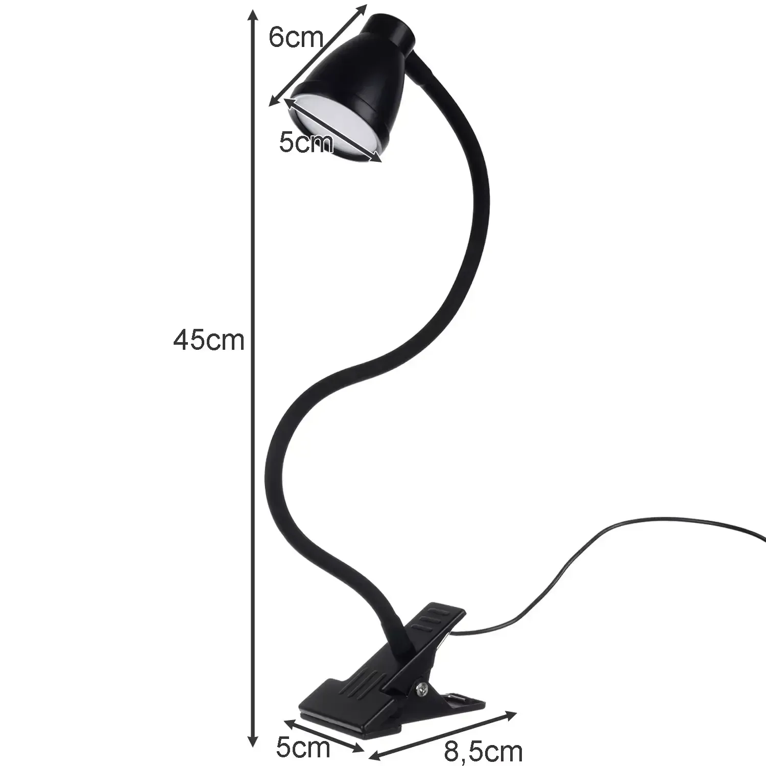 LED stolní lampa s klipem a stojánkem 2v1, 3 barvy světla, 10 úrovní jasu, flexibilní rameno 360, 24 LED, USB