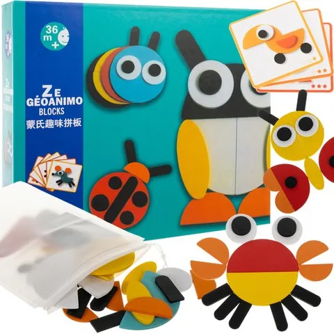 Dřevěné puzzle GEOMETRICKÉ POSTAVY ZVÍŘAT