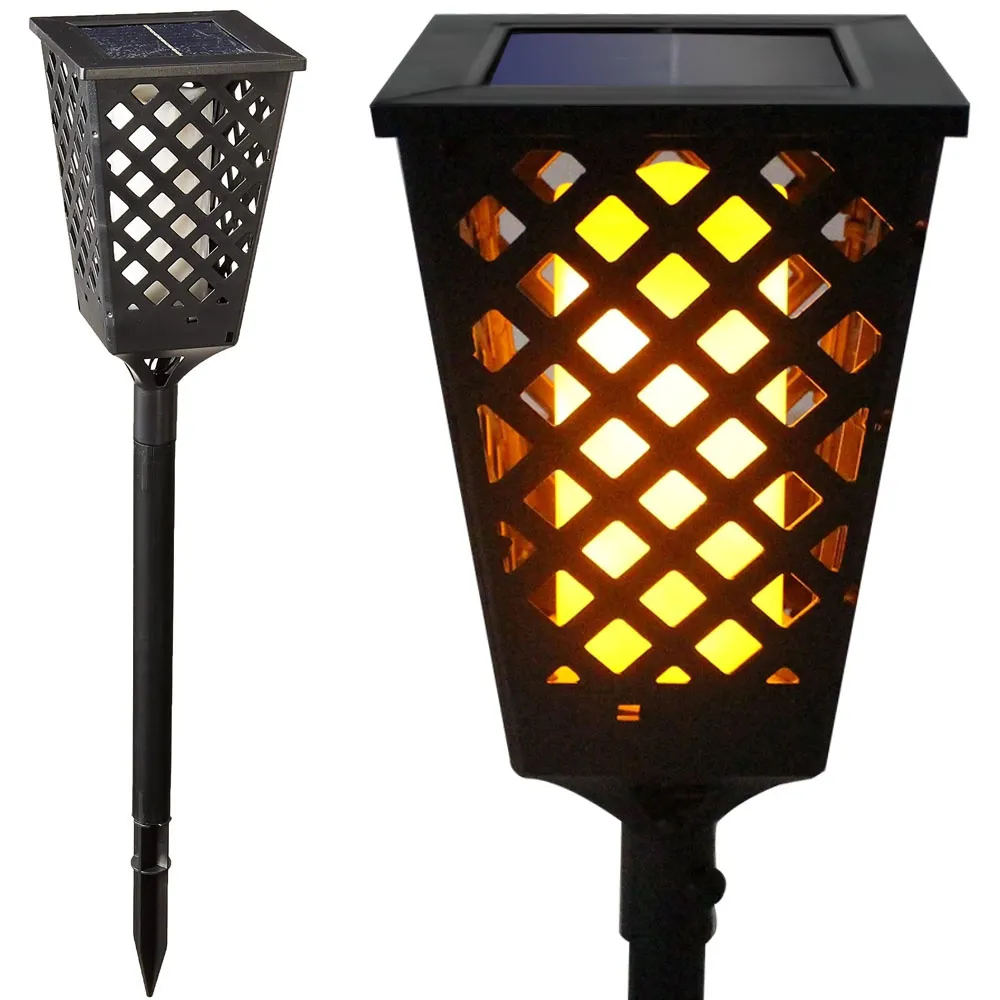Solární zahradní lucerna s imitací plamene, zapichovací, nastavitelná výška 59–107 cm, IP65, soumrakový senzor