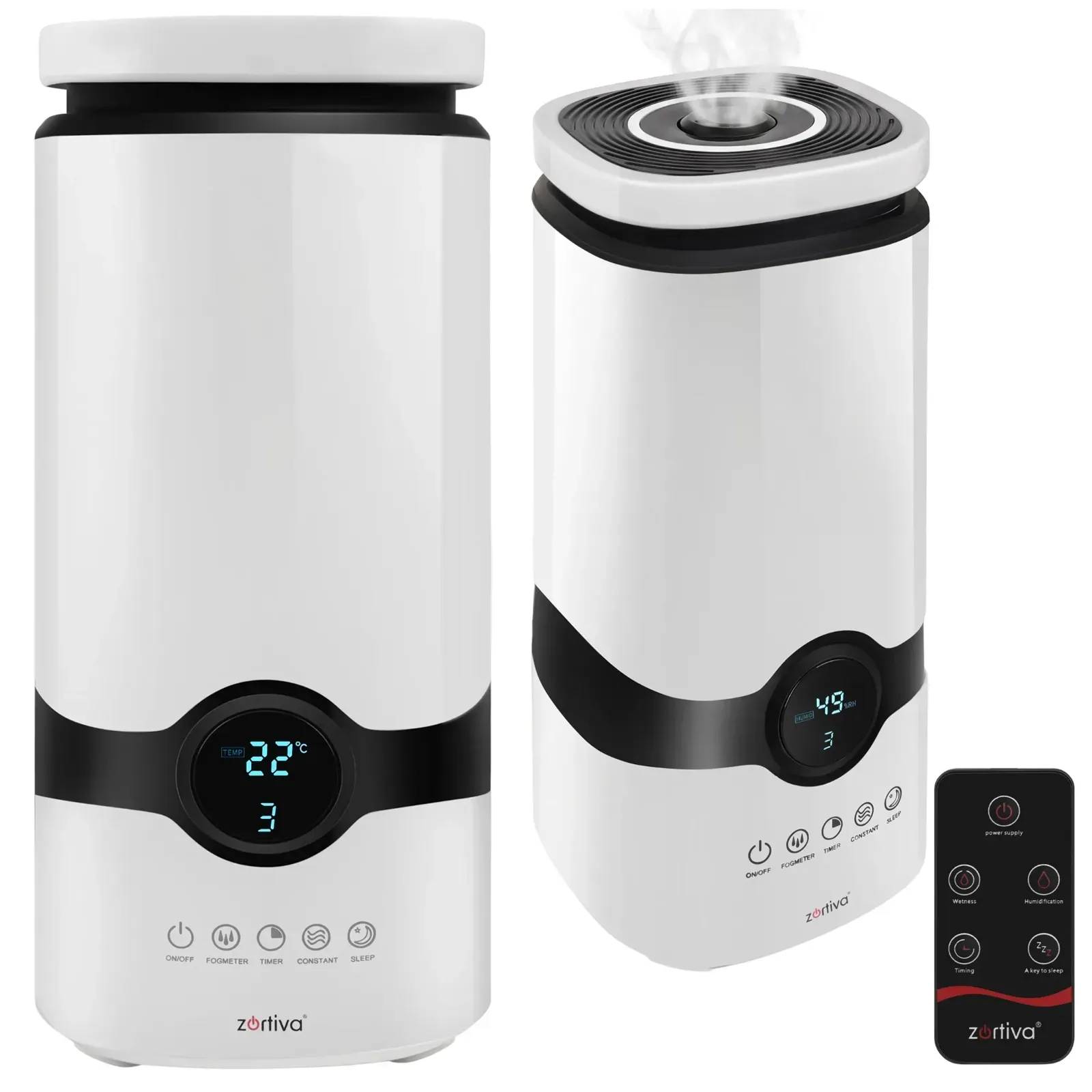Umidificator ultrasonic alb și ionizator de aer 4 l cu difuzor, higrostat, mod de noapte, temporizator, telecomandă, 3 uleiuri esențiale