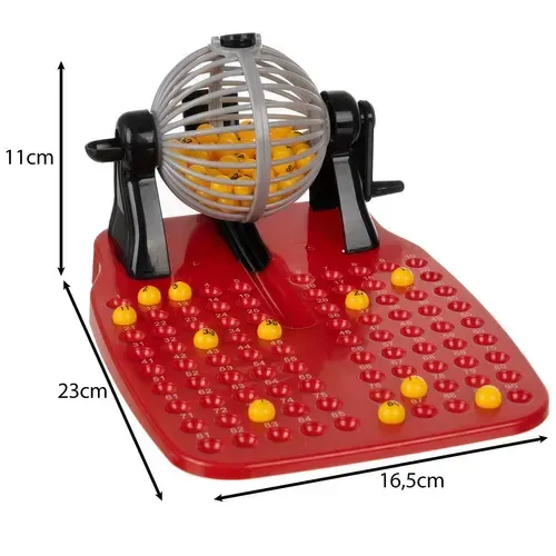 Společenská hra Bingo s losovacím bubnem, kartami a žetony pro 2 a více hráčů