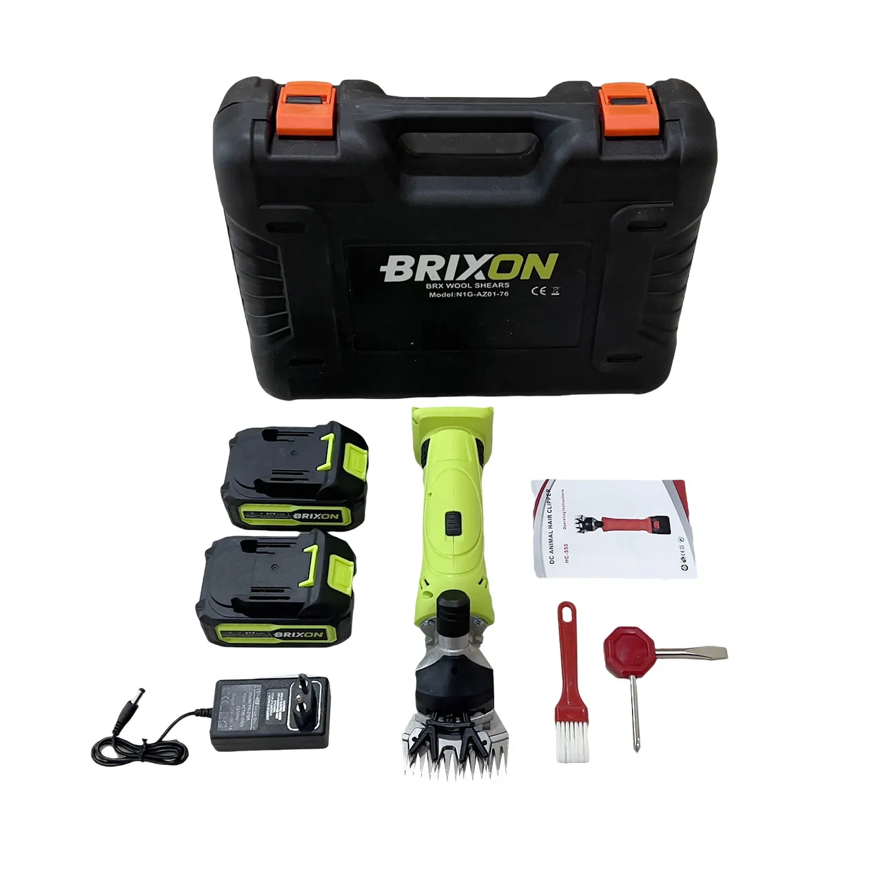 AKU stříhací strojek na hospodářská zvířata 550W, ovce, koně, skot, regulace otáček, 2 baterie