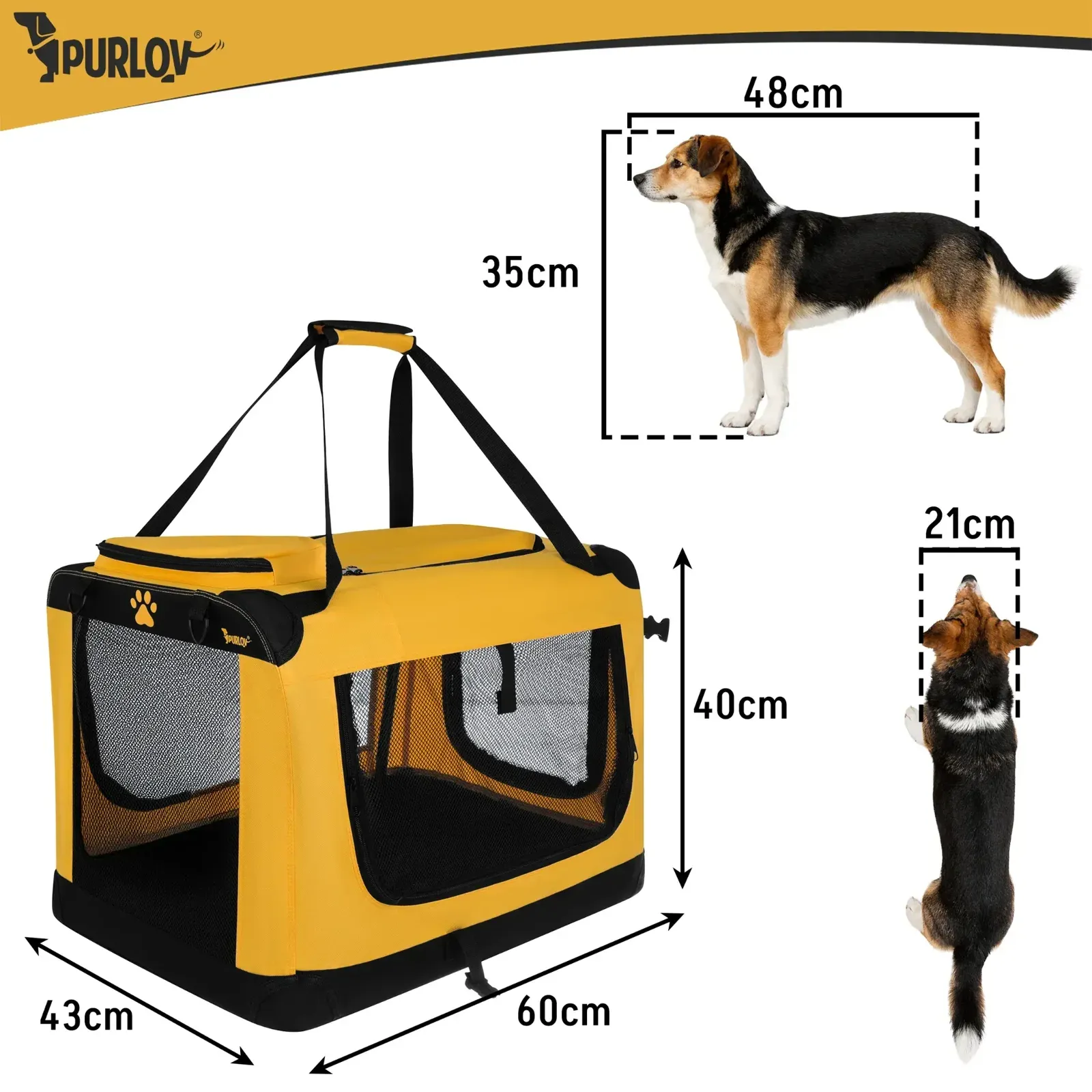 Přepravní taška pro psy a kočky skládací 60×42×44 cm, nosnost 25 kg, 3 vstupy, síťovina, kovový rám, podložka