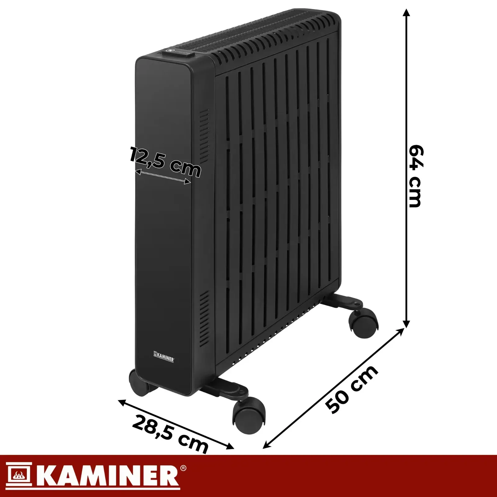 Radiator electric cu ulei negru de 2500 W cu termostat, 11 elemenți, control de la distanță prin WiFi