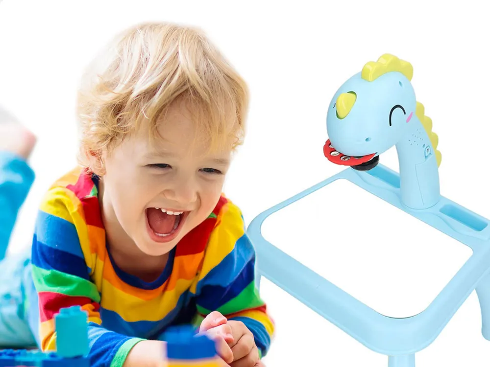 Detský kresliaci projektor s fixkami a predlohami - Modrá