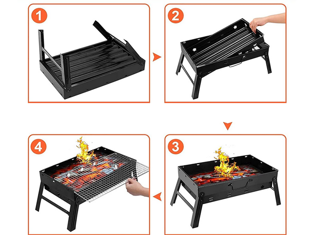 Přenosný cestovní gril na dřevěné uhlí