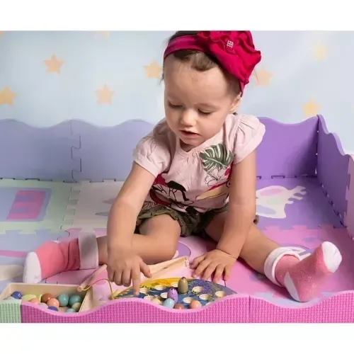 Drewniana magnetyczna gra wędkowanie dla dzieci, 9 rybek, 28 piłeczek, wędka, szczypce, pałeczki