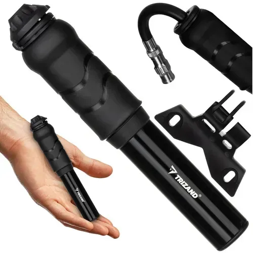 Černá hliníková pumpička na kolo 7 bar s hadičkou a držákem na rám, pro ventilky Presta a Schrader