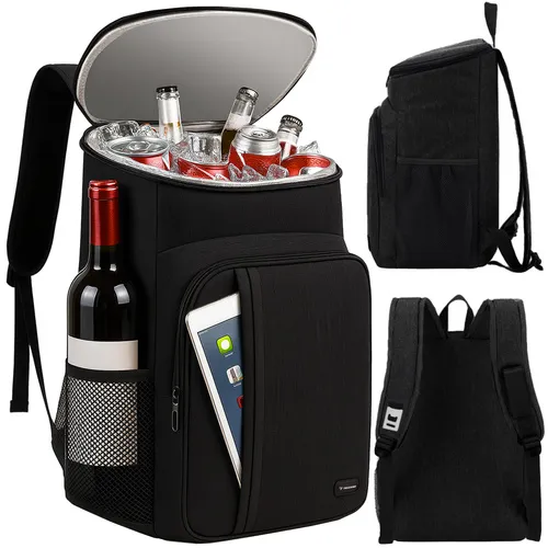 Černý chladicí termo batoh 26l vodotěsný, nepropustná komora na led, boční kapsy