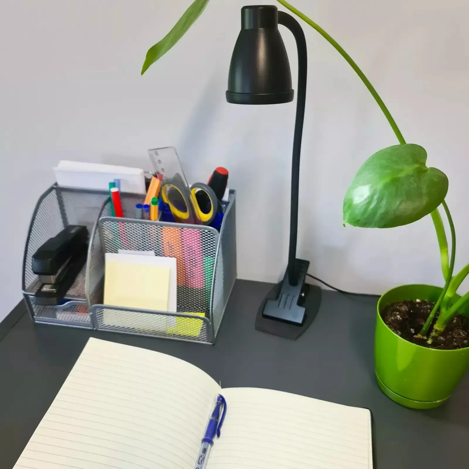LED stolní lampa s klipem a stojánkem 2v1, 3 barvy světla, 10 úrovní jasu, flexibilní rameno 360, 24 LED, USB