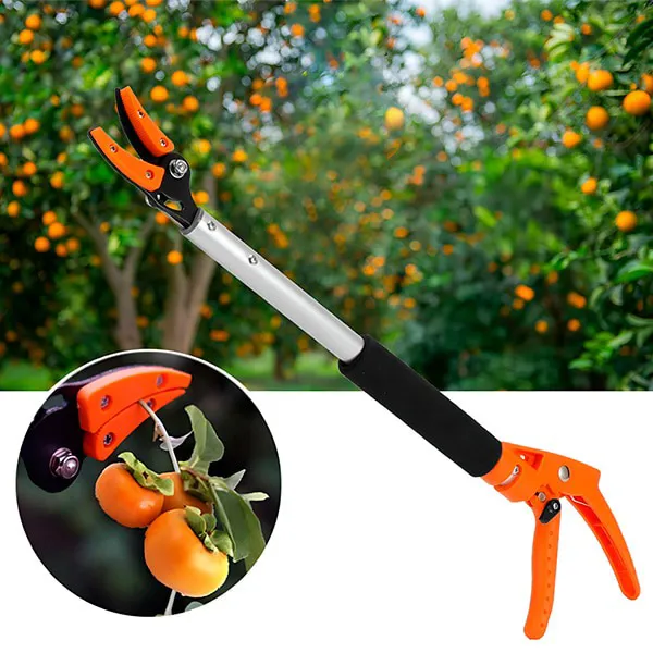 Ruční prodloužené zahradní nůžky na stříhání větví a česání ovoce 1m, nerez, hliník