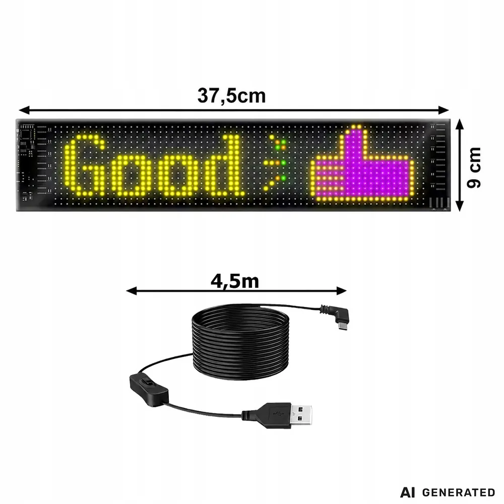 Programovatelný LED panel 16×64 do auta a výlohy, aplikace Bluetooth, dálkový ovladač, vlastní text a animace