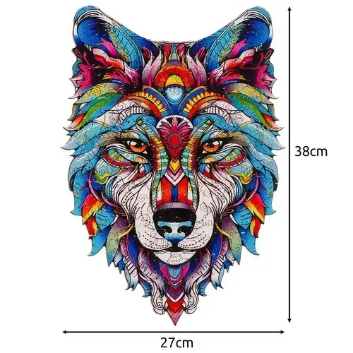 Puzzle din lemn cu lup, 170 de piese din placaj, piese în formă de animale, pentru copii și adulți