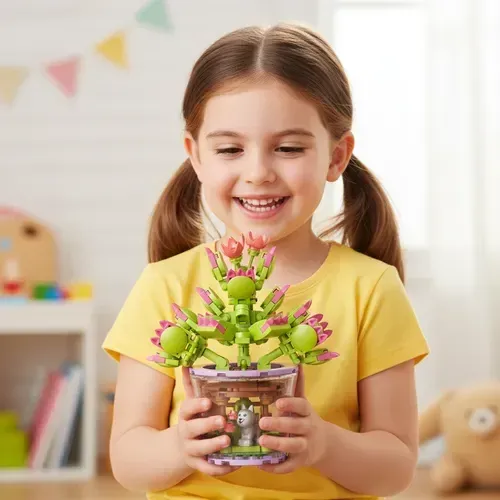 Set de construcție creativ floare cu 172 de piese, pentru copii, instrucțiuni ilustrate