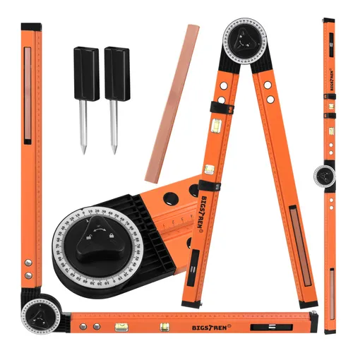 Raportor de construcții reglabil cu nivela și compas 3în1, interval 0-270 grade, riglă 500mm, blocare