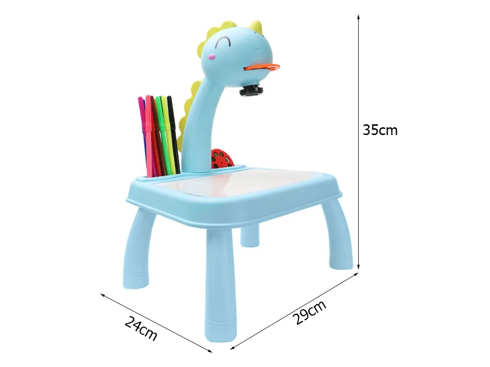 Detský kresliaci projektor s fixkami a predlohami - Modrá