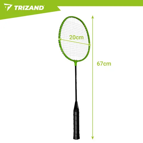 Sada na badminton, 4 rakety a 3 košíčky, délka rakety 66,5 cm, hliníková slitina, lehká