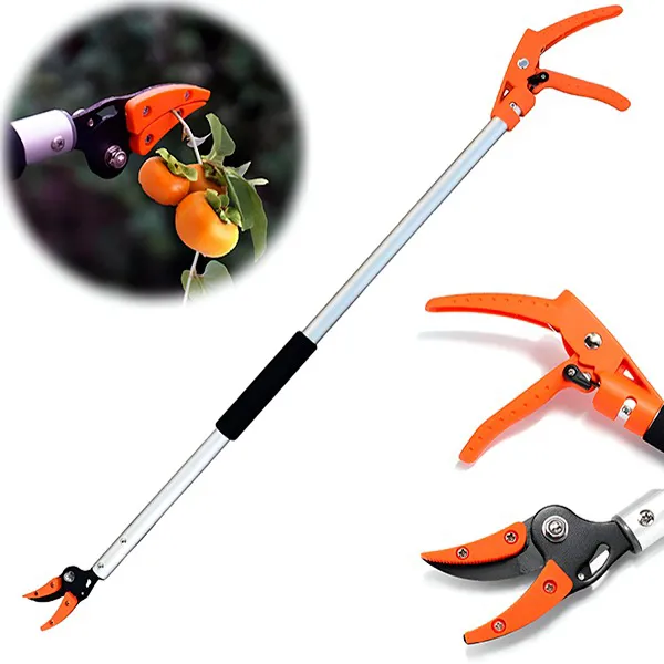 Ruční prodloužené zahradní nůžky na stříhání větví a česání ovoce 1m, nerez, hliník