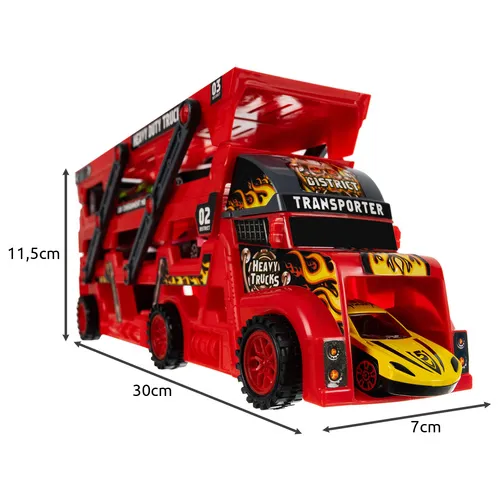 Zestaw - Ciężarówka z lawetą i 6 autkami