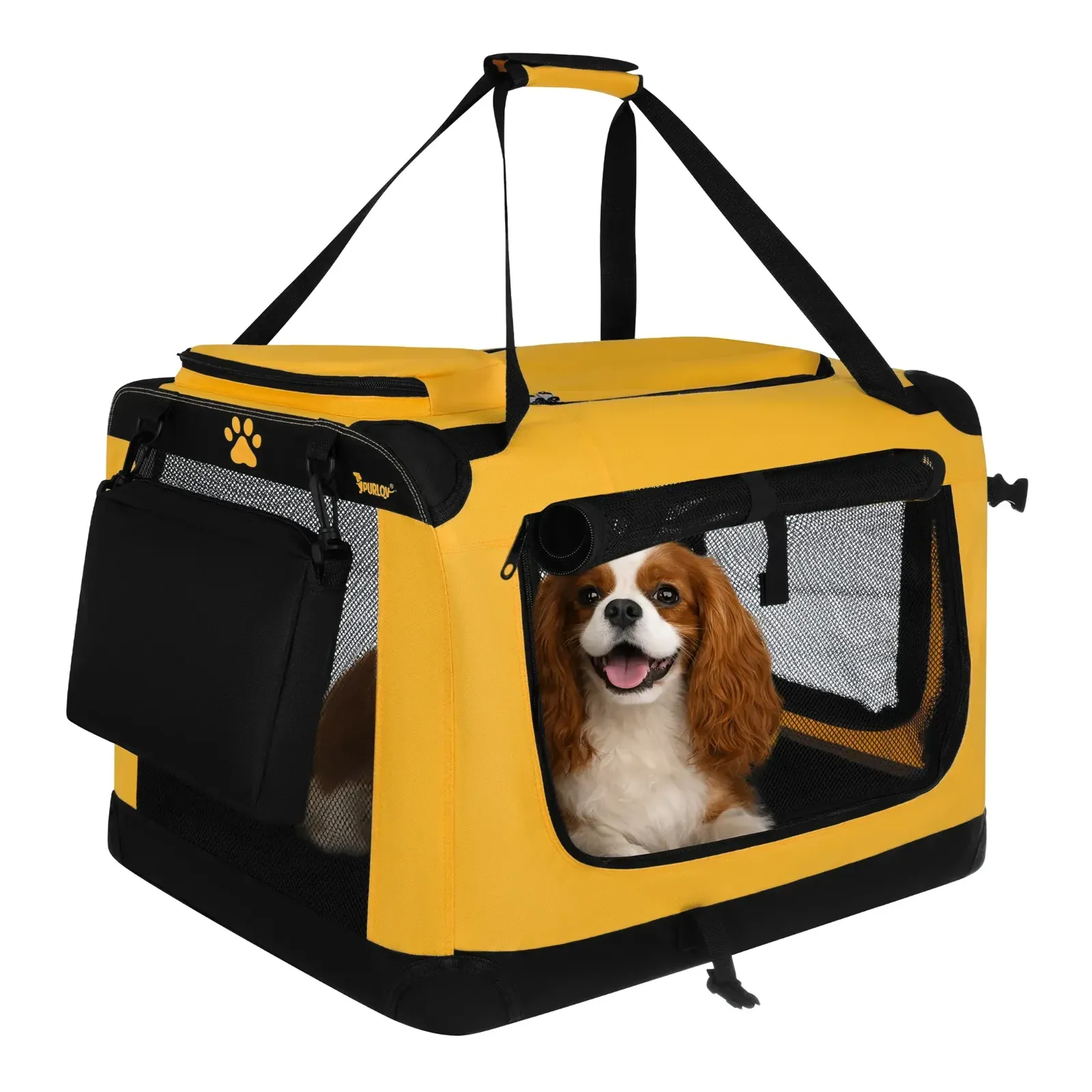 Přepravní taška pro psy a kočky skládací 60×42×44 cm, nosnost 25 kg, 3 vstupy, síťovina, kovový rám, podložka