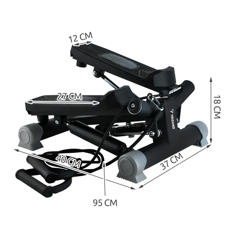 Stepper rotativ cu benzi elastice și ecran LCD, amplitudine reglabilă a pasului, capacitate de susținere 120 kg