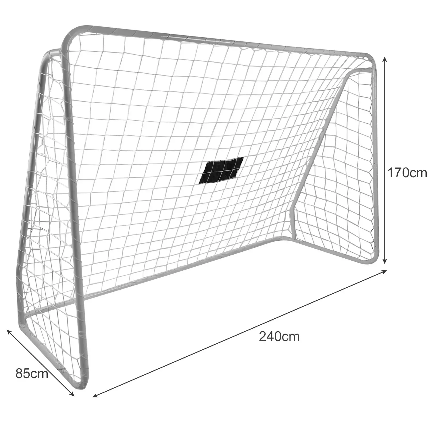Kovová futbalová bránka 240×170×85 cm s cieľovou podložkou na presnosť, oceľový rám 32 mm, sieť, kotviace kolíky, click systém