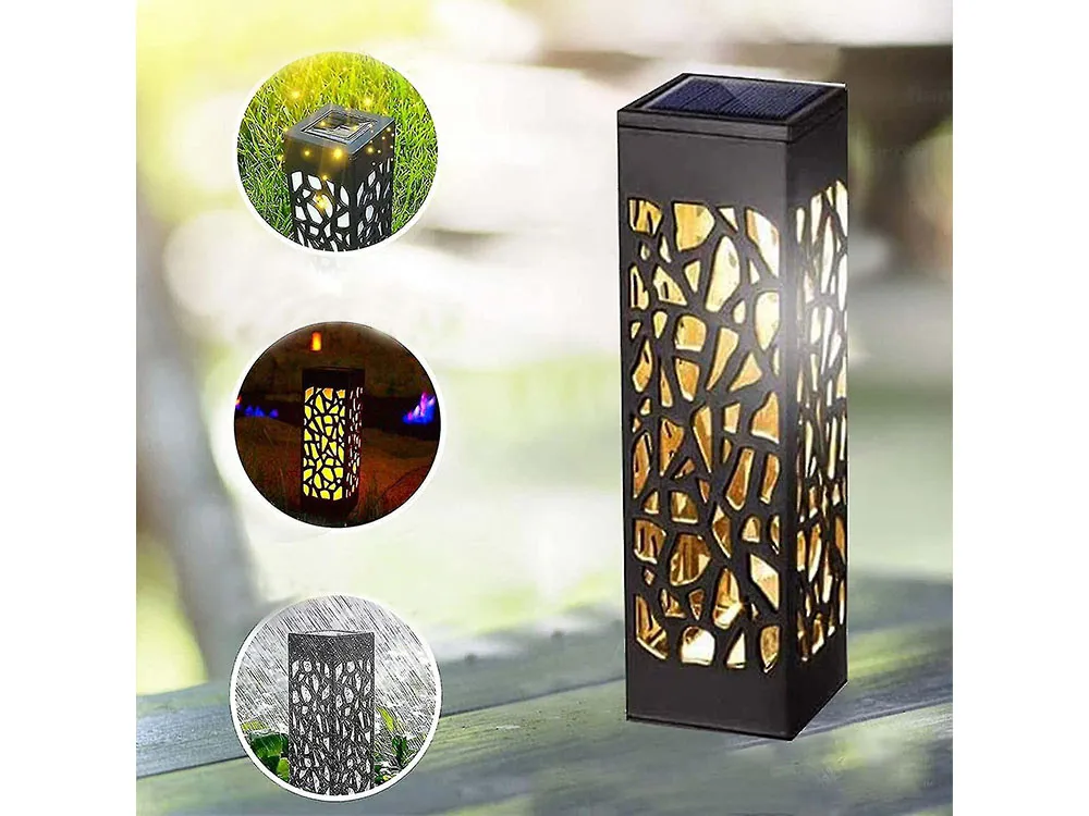 Sada 4ks solárních zapichovacích zahradních lamp, teplé bílé světlo, soumrakový senzor, výdrž až 10h