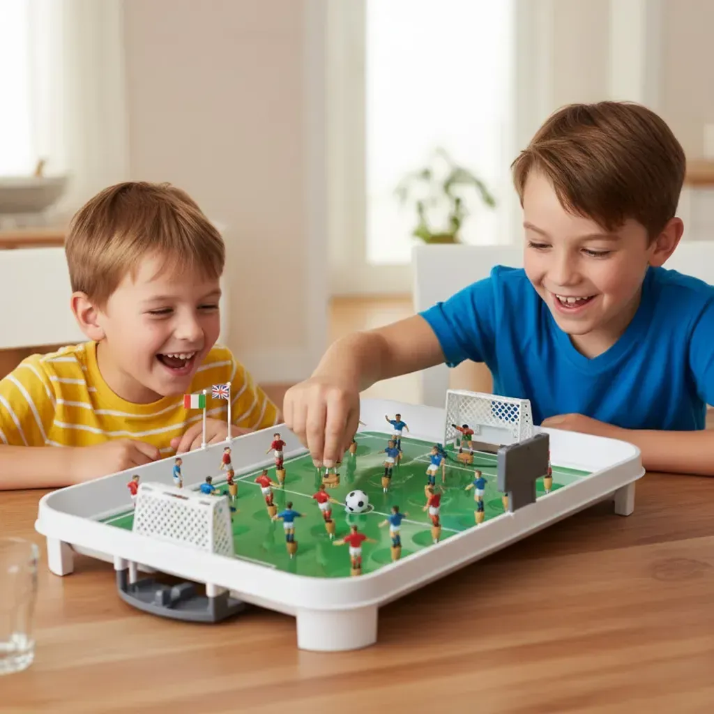 Fotbal de masă cu arcuri pentru 2 jucători, cu 22 de figurine, pentru copii de la 3 ani și adulți